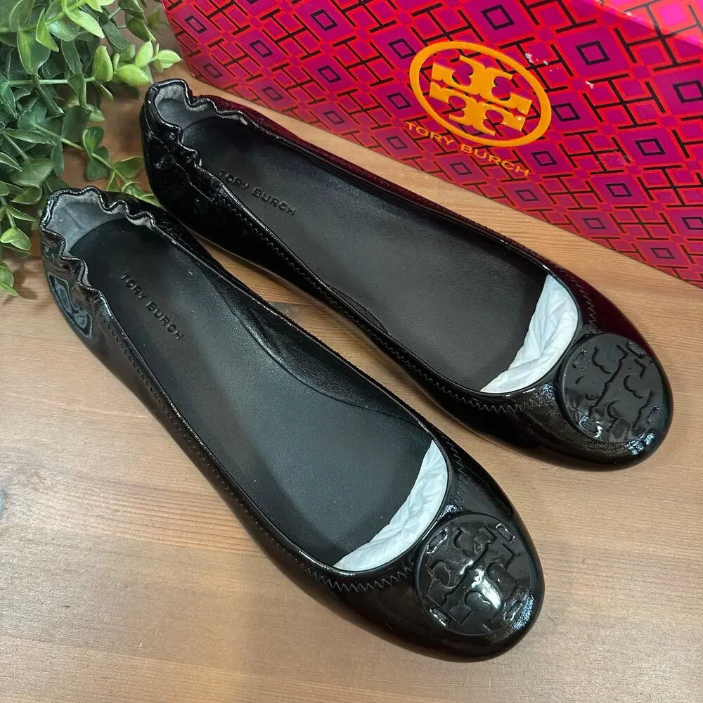 Tory Burch Minnie‎ Travel Patent Leather Ballet Flats Size 5.5